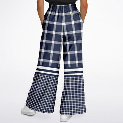 Wimbledon in Blue Plaid Eco-Poly Wide Leg Pants