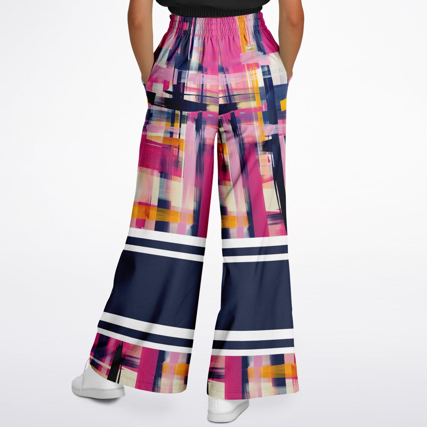 Wimbledon in Full Color Plaid Eco-Poly Wide Leg Pants