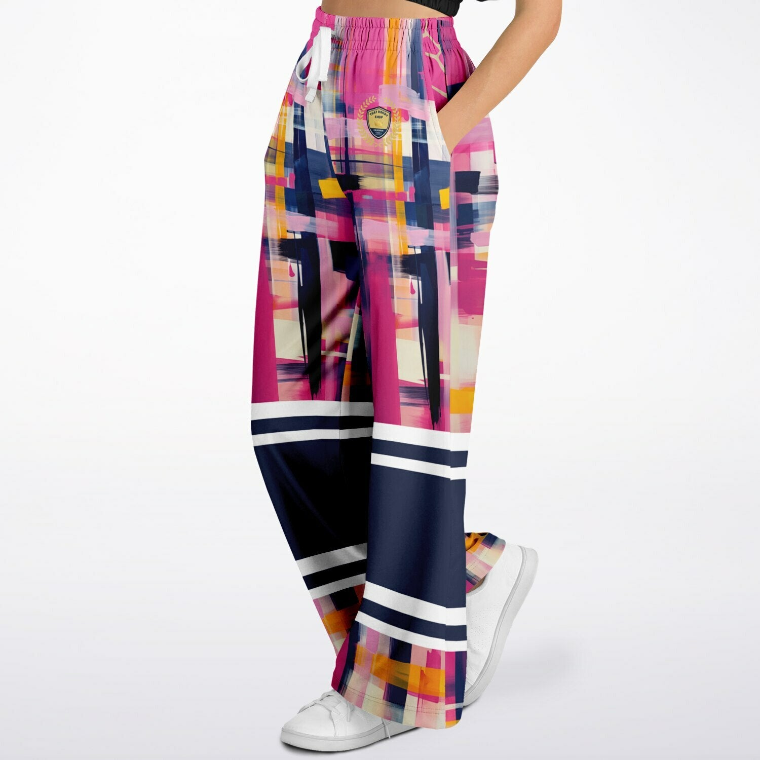 Wimbledon in Full Color Plaid Eco-Poly Wide Leg Pants