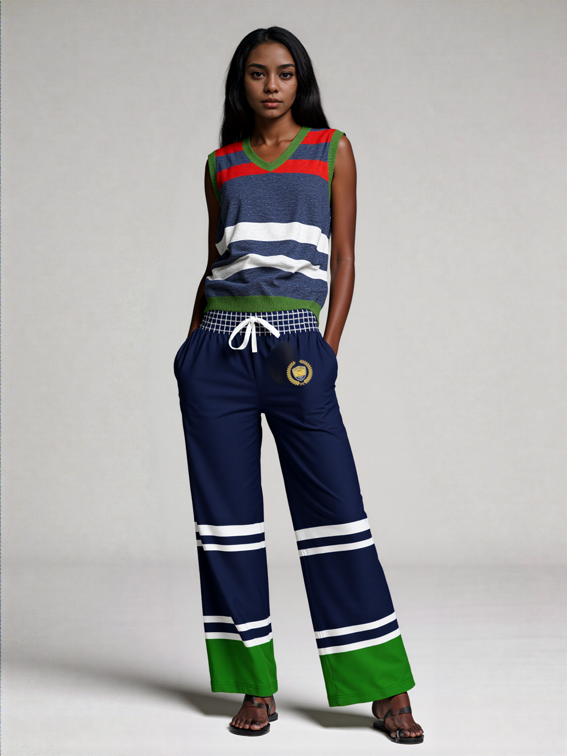 Wimbledon Green Flash Eco-Poly Wide Leg Pants