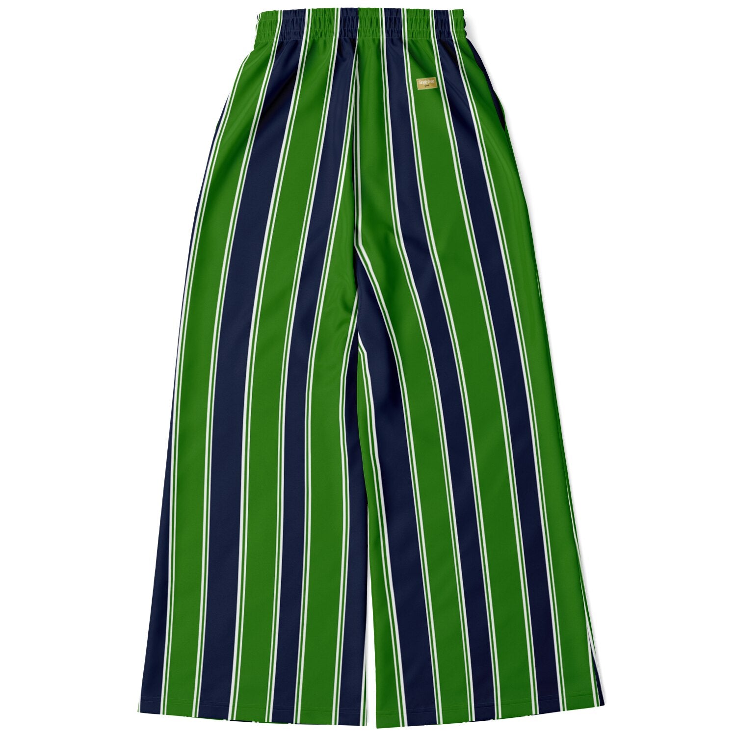 Wimbledon Regal Stripe in Green and Blue Eco-Poly Wide Leg Pants