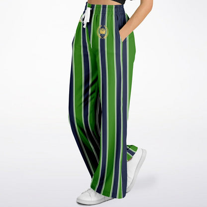 Wimbledon Regal Stripe in Green and Blue Eco-Poly Wide Leg Pants
