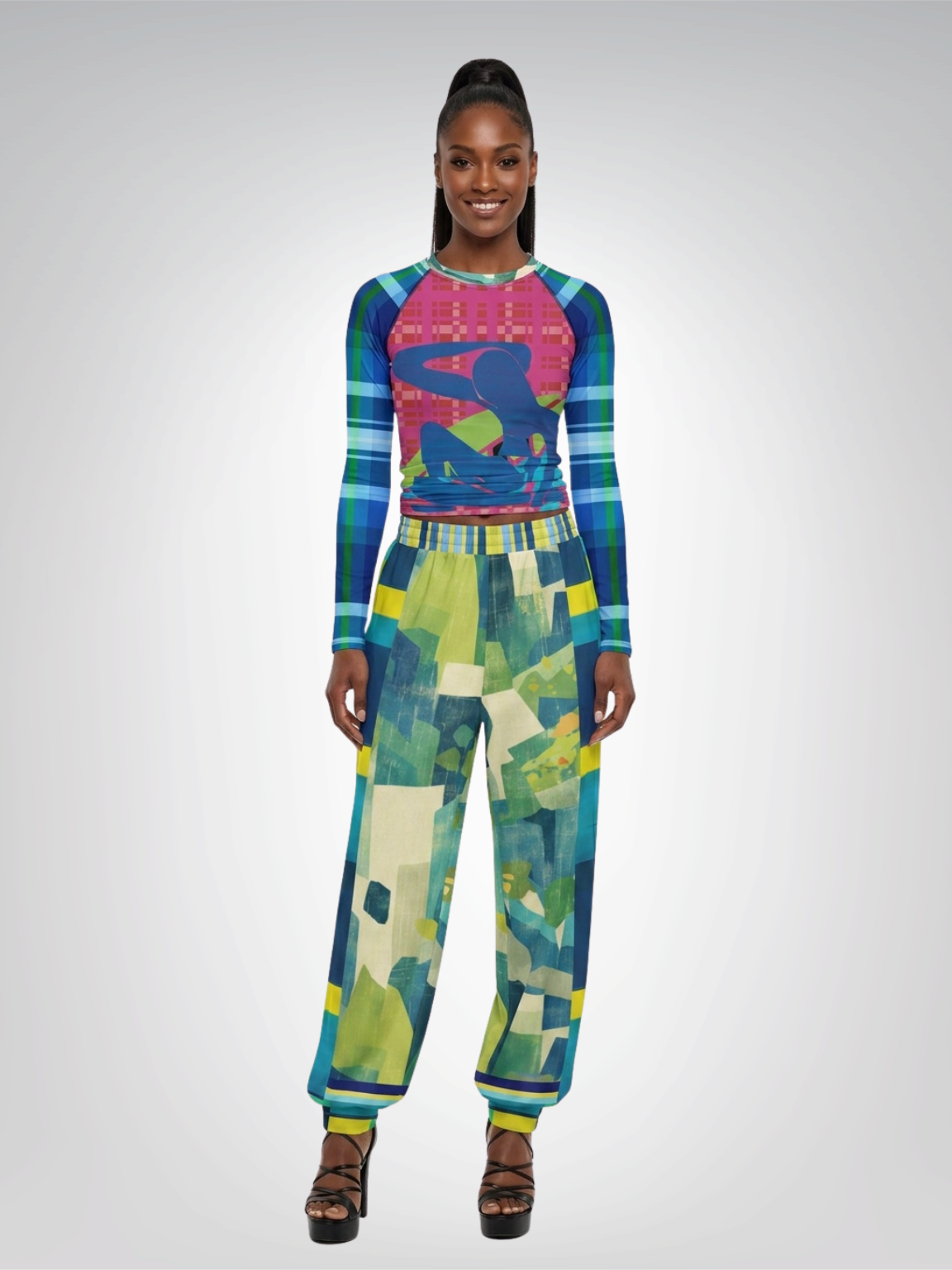 Woman in Blue Form with Surfboard Women&