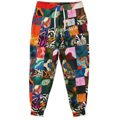 Wowzer Zowzer Animal Print Patchwork Eco-Poly Unisex Joggers