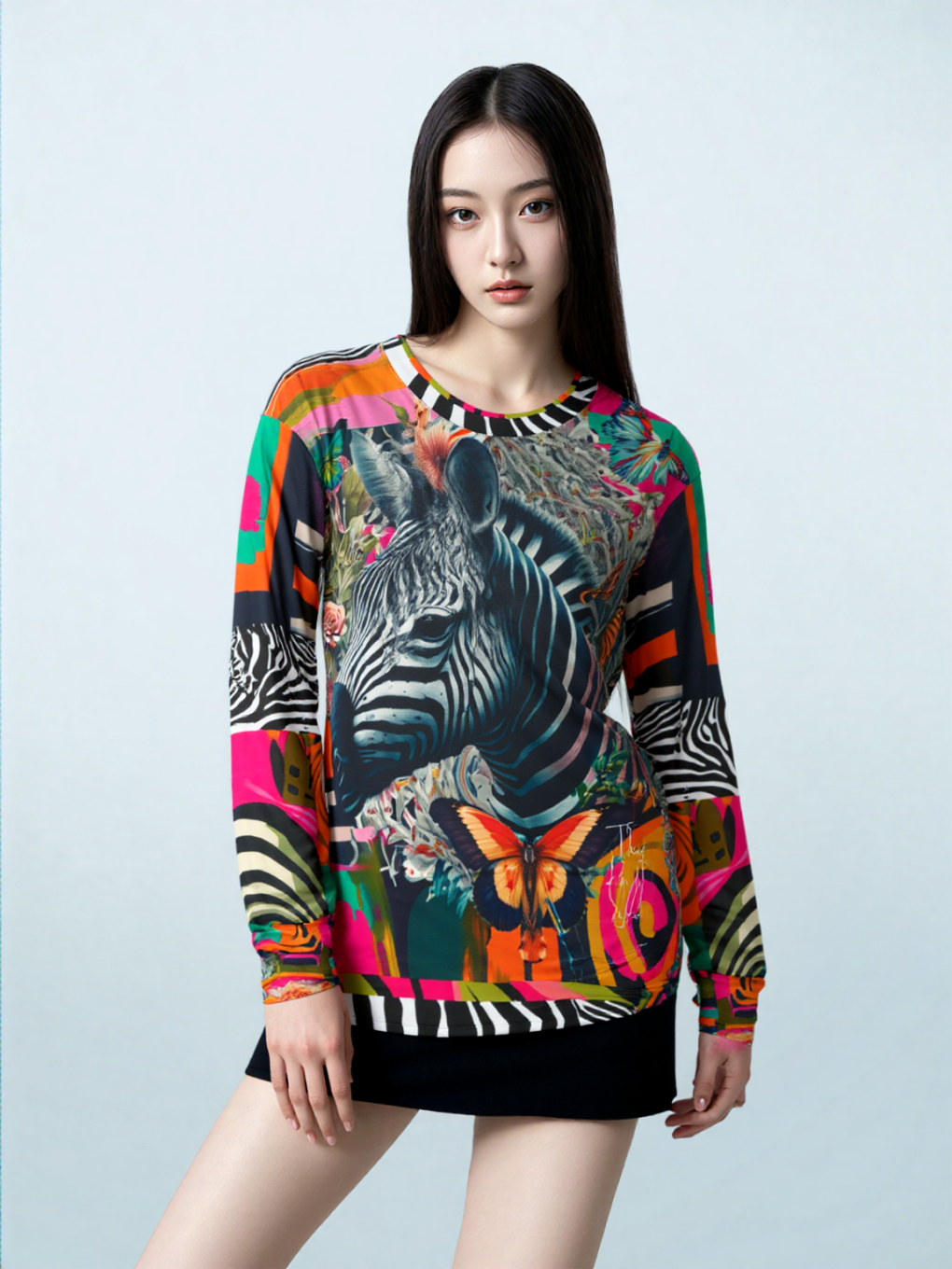 Zebra Fantasia Butterfly Swirl Unisex Sweatshirt (Gold Label)