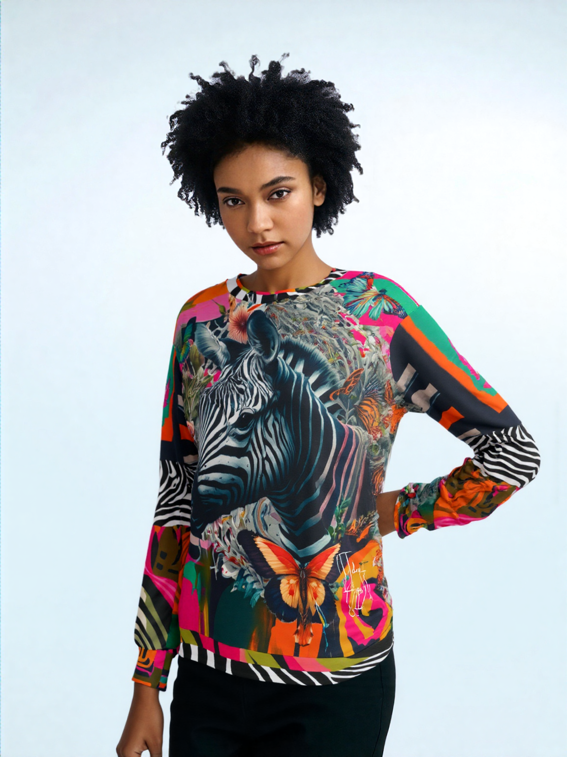 Zebra Fantasia Butterfly Swirl Unisex Sweatshirt (Gold Label)