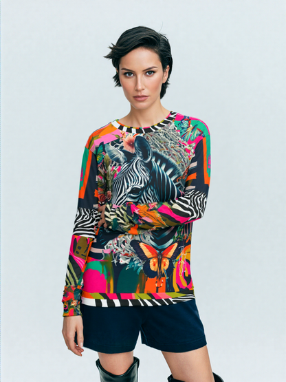 Zebra Fantasia Butterfly Swirl Unisex Sweatshirt (Gold Label)