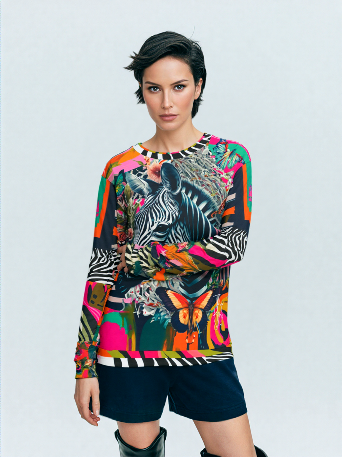 Zebra Fantasia Butterfly Swirl Unisex Sweatshirt (Gold Label)