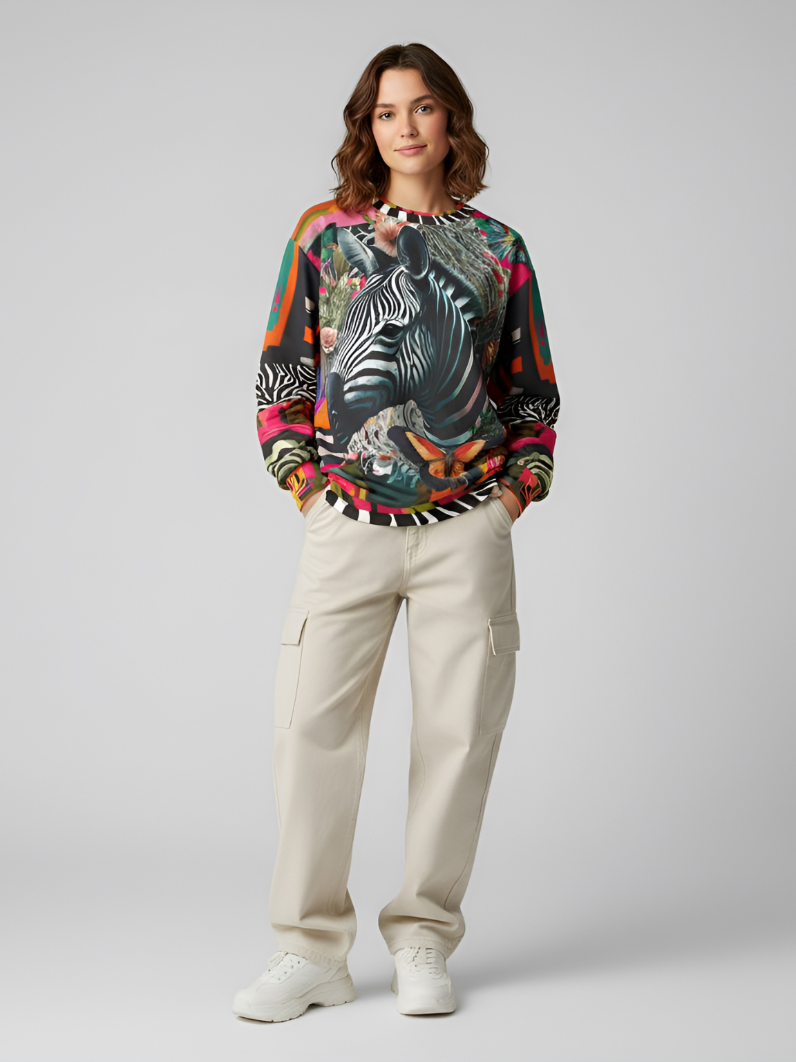 Zebra Fantasia Butterfly Swirl Unisex Sweatshirt (Gold Label)