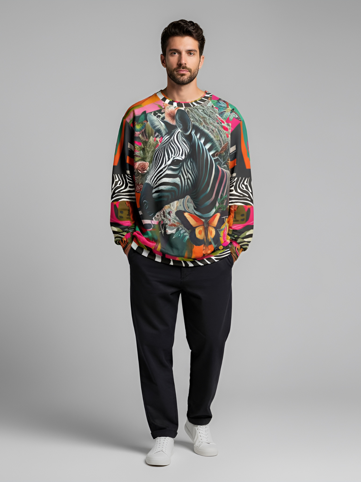 Zebra Fantasia Butterfly Swirl Unisex Sweatshirt (Gold Label)