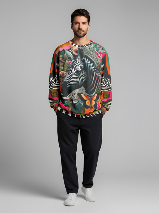 Zebra Fantasia Butterfly Swirl Unisex Sweatshirt (Gold Label)