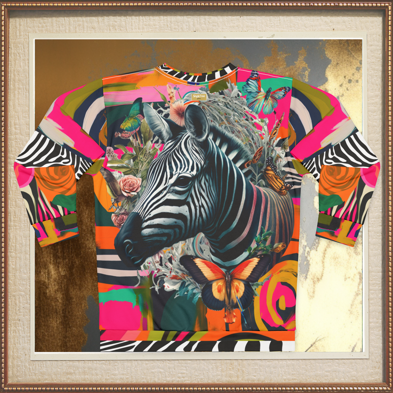 Zebra Fantasia Butterfly Swirl Unisex Sweatshirt (Gold Label)