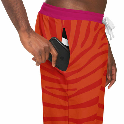 Zebra in Orange Raspberry Eco-Poly Unisex Joggers