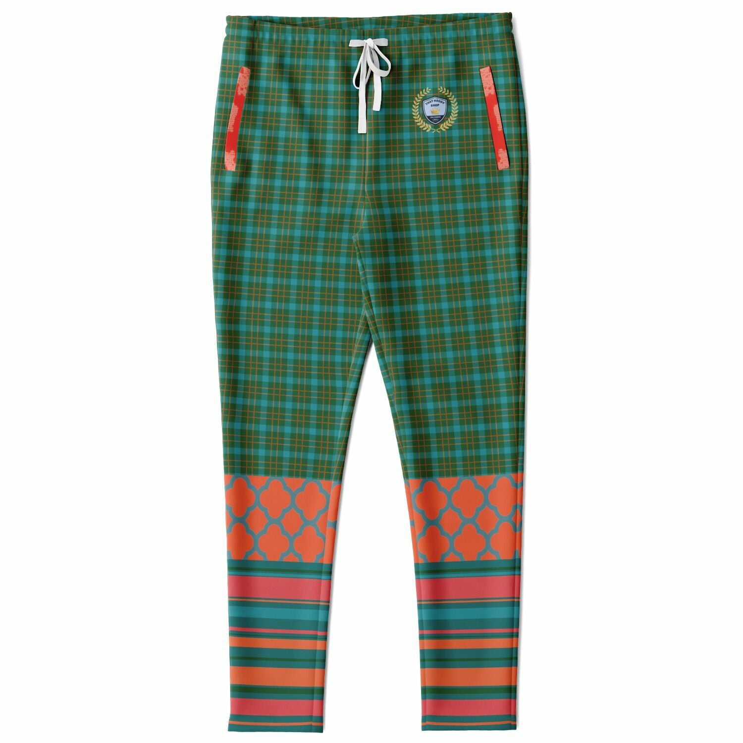 Zen Blossom Chrysanthemum Plaid Unisex Eco-Poly Track Pants