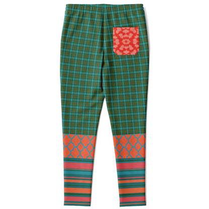 Zen Blossom Chrysanthemum Plaid Unisex Eco-Poly Track Pants