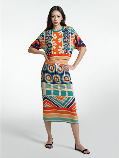 Ziggy Out Retro Eco-Poly Long Pocket Skirt