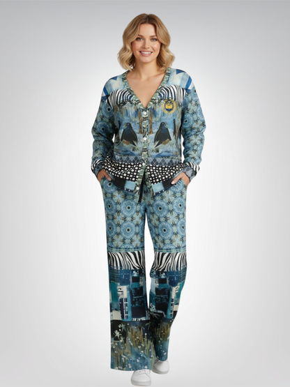 Zima in Frost Patchwork Print Heavyweight Unisex Cardigan