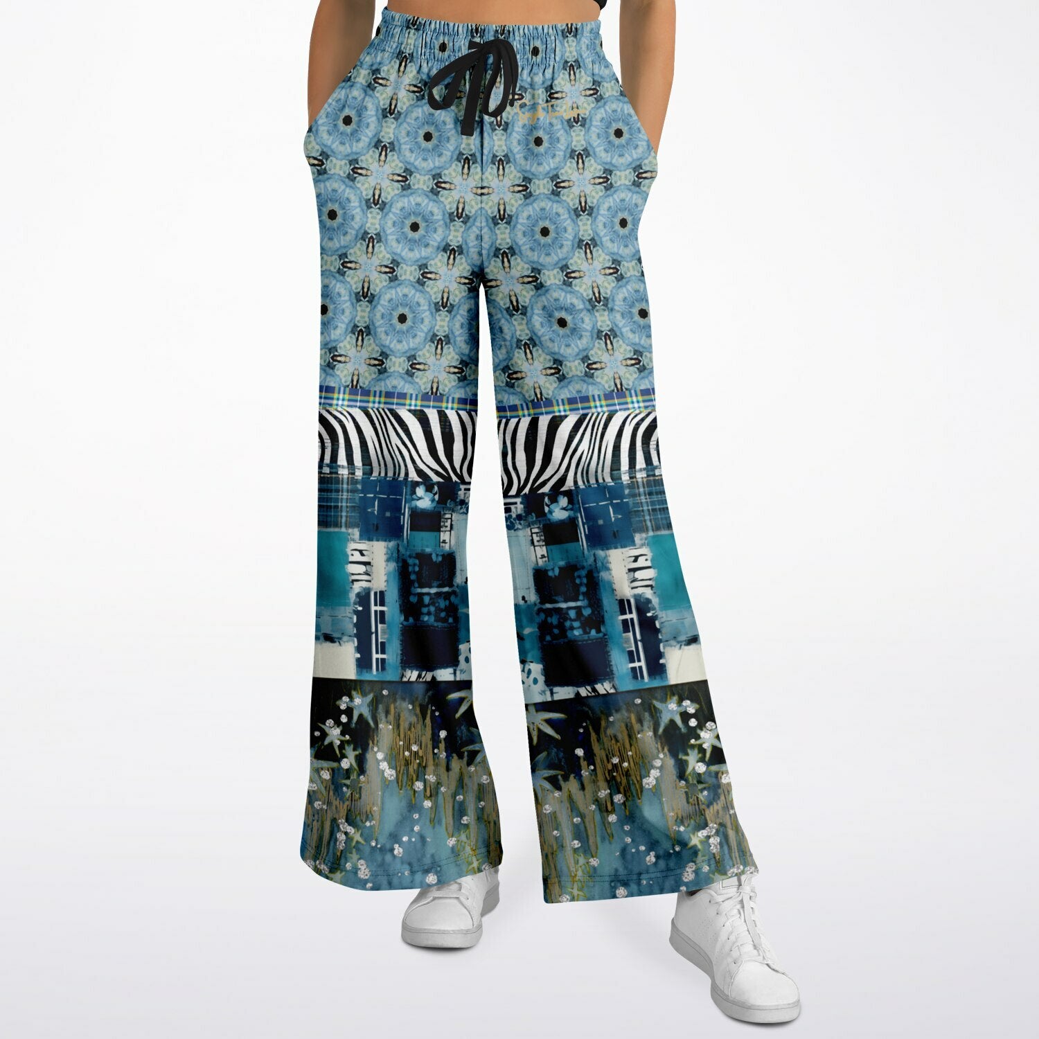 Zima in Frost Patchwork Print Eco-Poly Wide Leg Pants